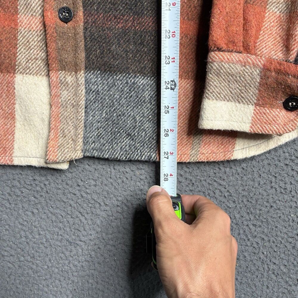 True Vintage 60s CPO Wool Shirt Shacket Mens Large Check Plaid Flannel USA - Picture 12 of 14